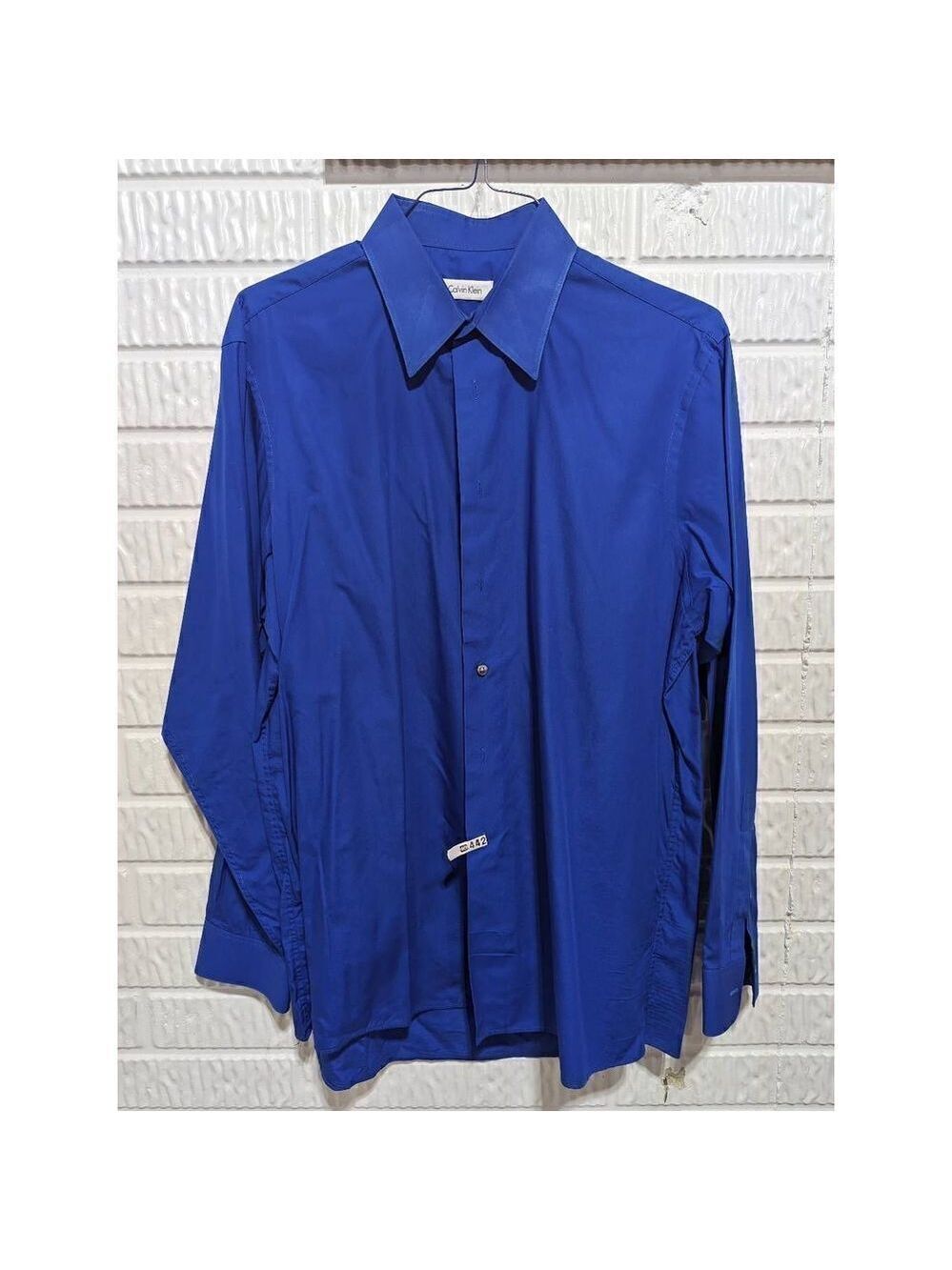 Calvin Klein Men's Royal Blue Long-Sleeve Button-Down Shirt Size 16 34/34